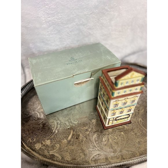 NIB! PartyLite Cafe Amsterdam Tealight House 2 Pc P8275 Hand Painted Porcelain - Picture 3 of 8